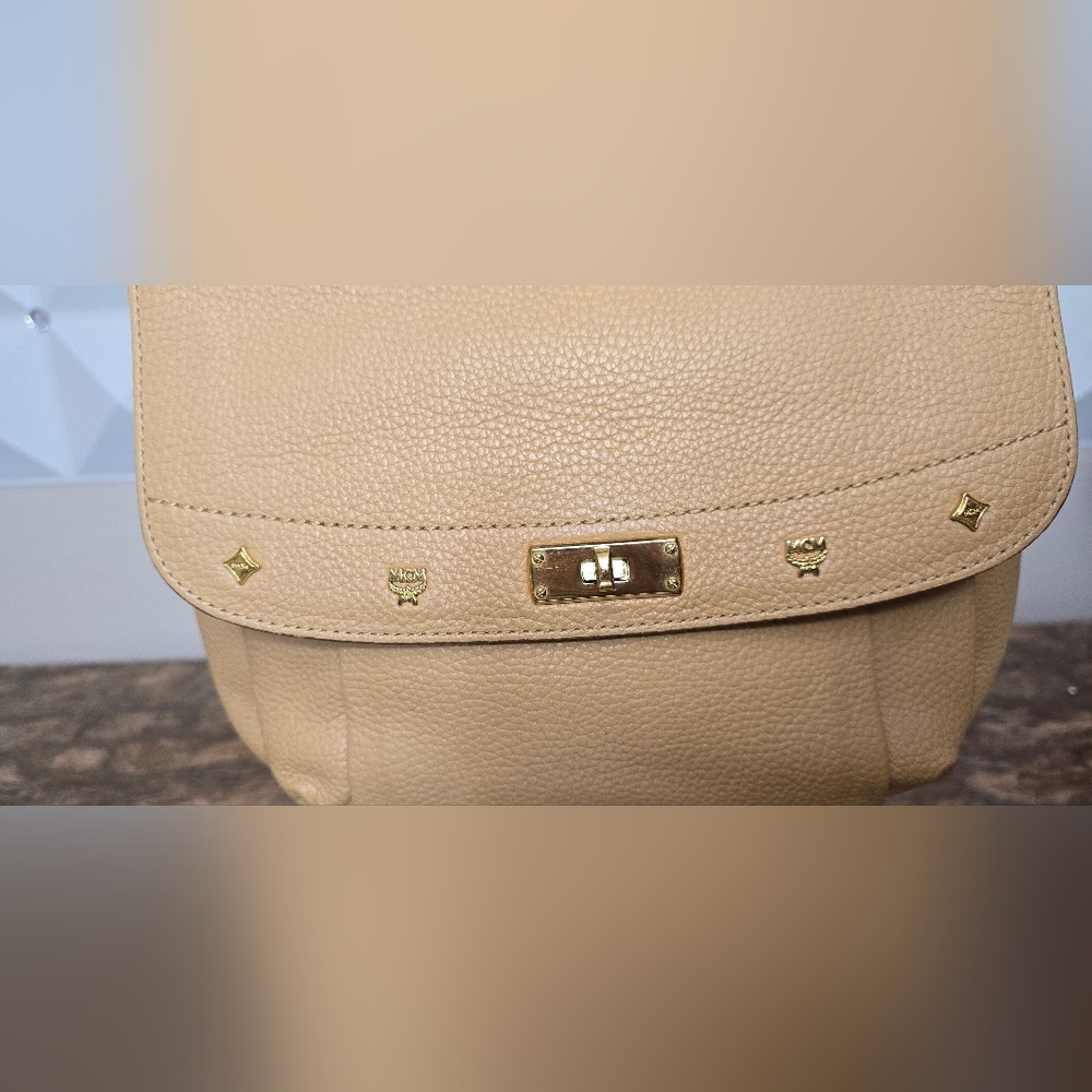 MCM Beige Leather Shoulder Bag - Picture 2 of 15